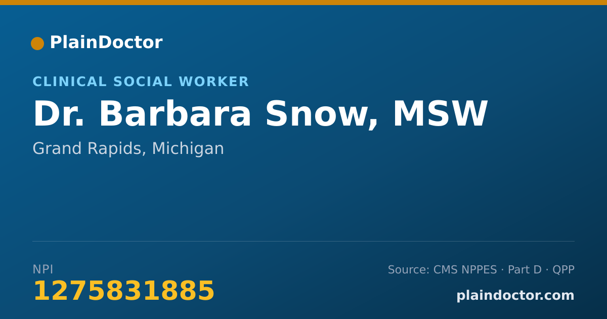Shareable card for Barbara Snow, MSW - Clinical Social Worker, Grand Rapids, MI