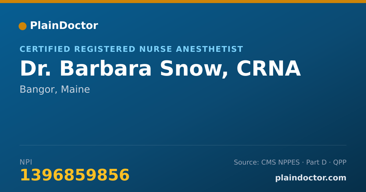 Shareable card for Barbara Snow, CRNA - Certified Registered Nurse Anesthetist, Bangor, ME