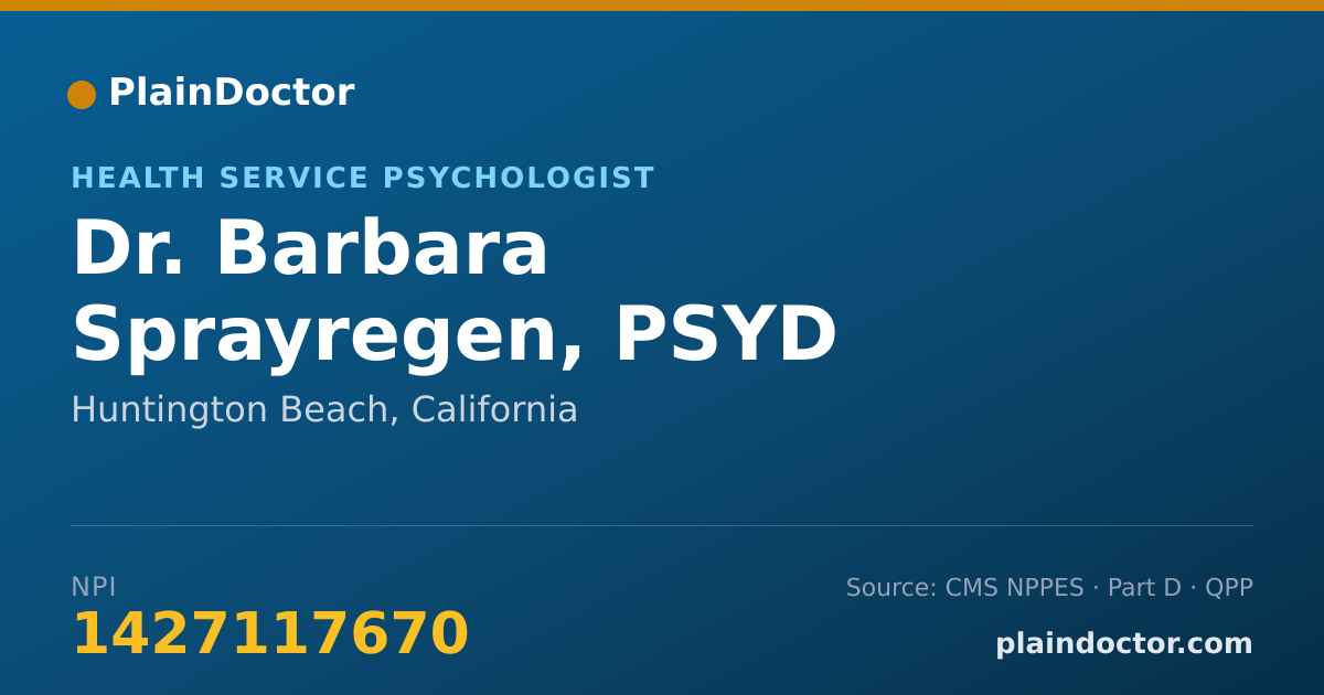 Shareable card for Barbara Sprayregen, PSYD - Health Service Psychologist, Huntington Beach, CA
