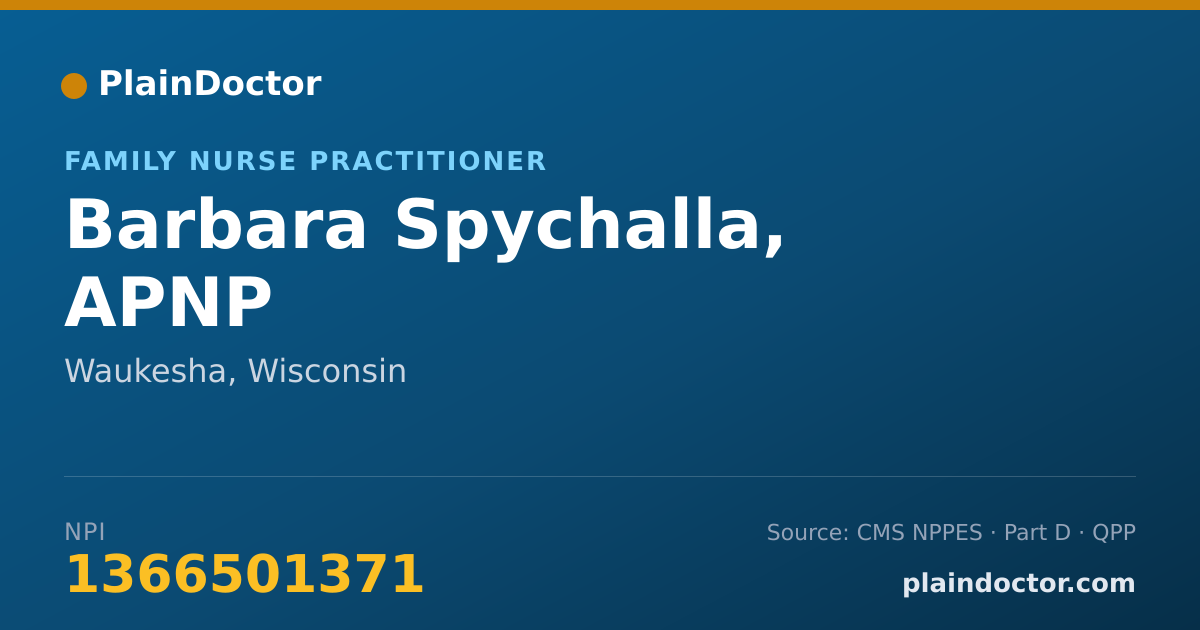 Shareable card for Barbara Spychalla, APNP - Family Nurse Practitioner, Waukesha, WI