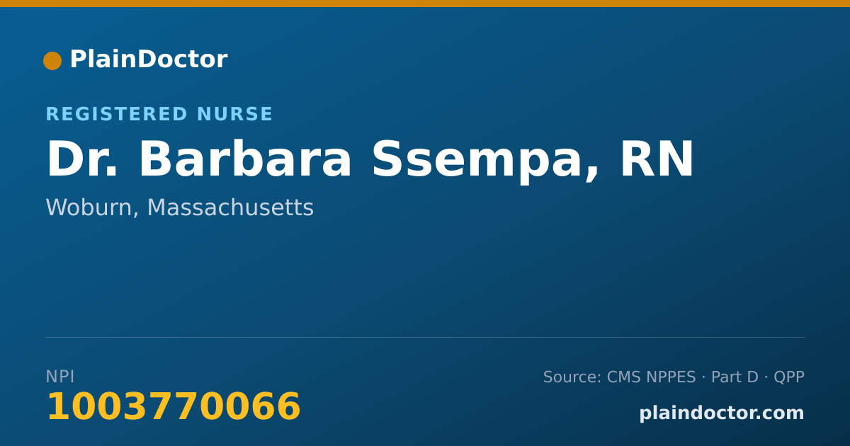 Shareable card for Barbara Ssempa, RN - Registered Nurse, Woburn, MA