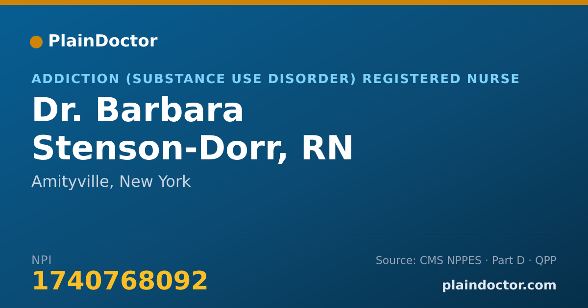 Shareable card for Barbara Stenson-Dorr, RN - Addiction (Substance Use Disorder) Registered Nurse, Amityville, NY