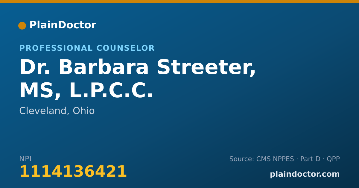 Shareable card for Barbara Streeter, MS, L.P.C.C. - Professional Counselor, Cleveland, OH