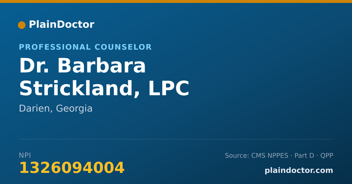 Shareable card for Barbara Strickland, LPC - Professional Counselor, Darien, GA