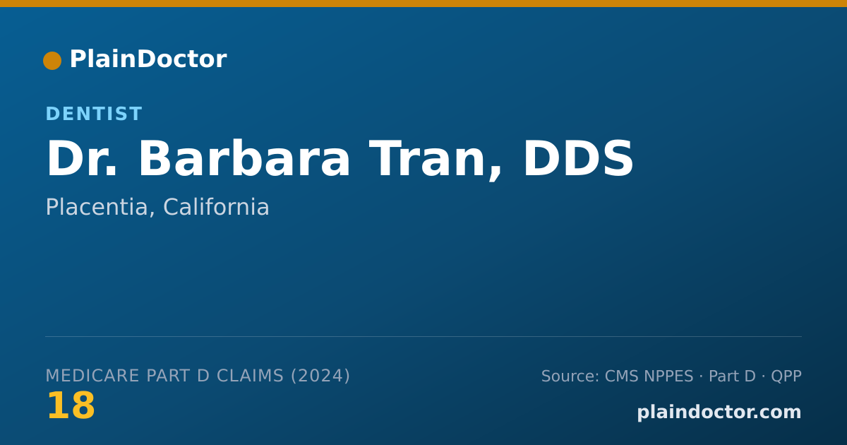 Shareable card for Barbara Tran, DDS - Dentist, Placentia, CA