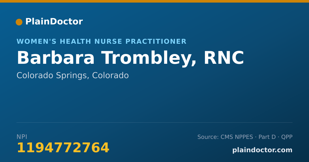 Shareable card for Barbara Trombley, RNC - Women's Health Nurse Practitioner, Colorado Springs, CO