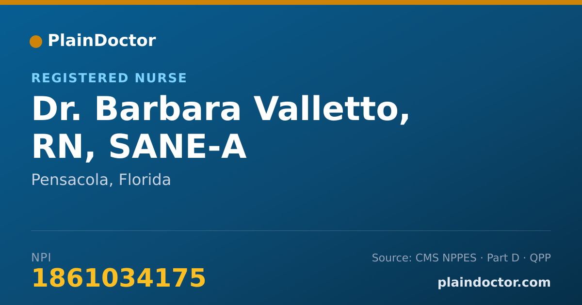 Shareable card for Barbara Valletto, RN, SANE-A - Registered Nurse, Pensacola, FL