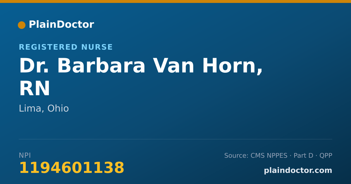 Shareable card for Barbara Van Horn, RN - Registered Nurse, Lima, OH