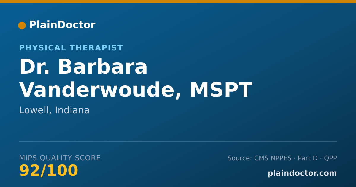 Shareable card for Barbara Vanderwoude, MSPT - Physical Therapist, Lowell, IN