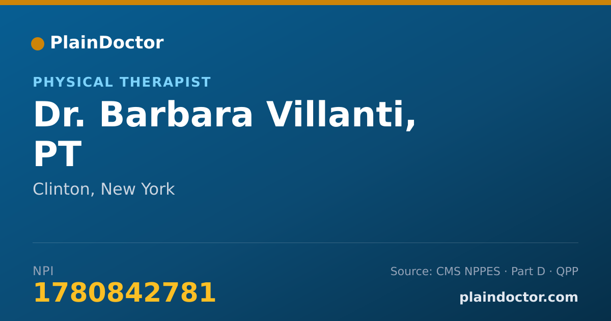 Shareable card for Barbara Villanti, PT - Physical Therapist, Clinton, NY