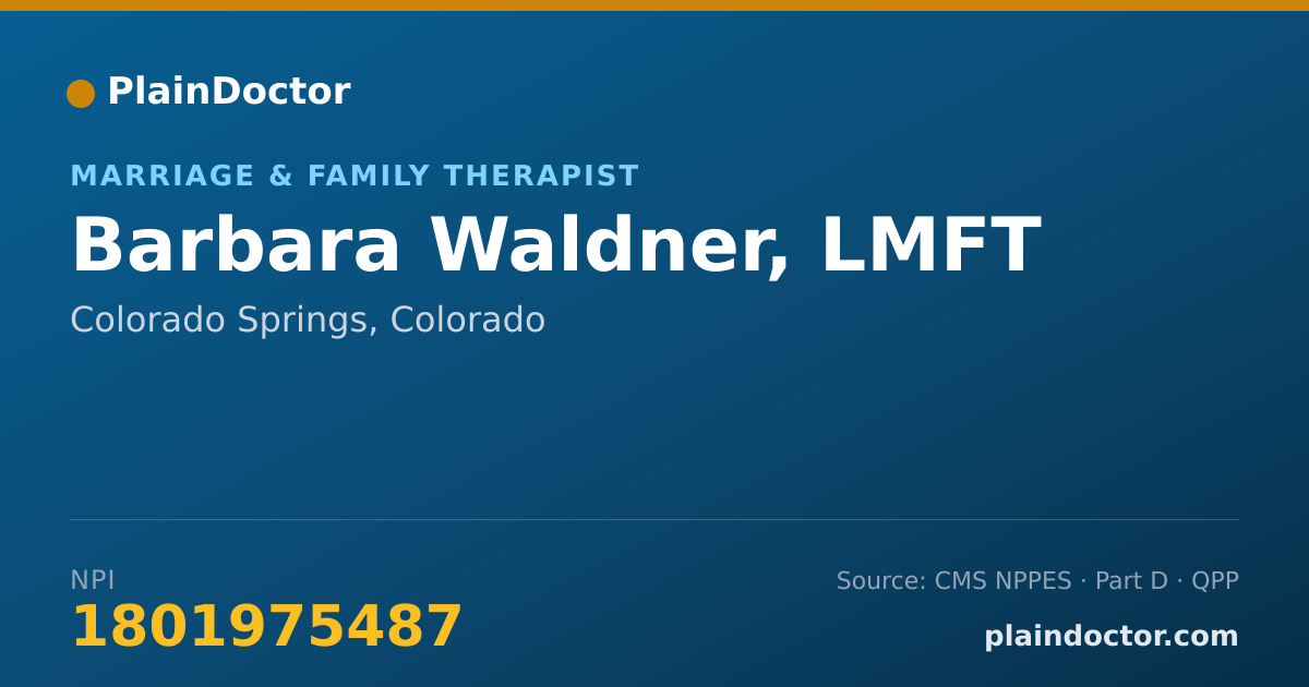 Shareable card for Barbara Waldner, LMFT - Marriage & Family Therapist, Colorado Springs, CO