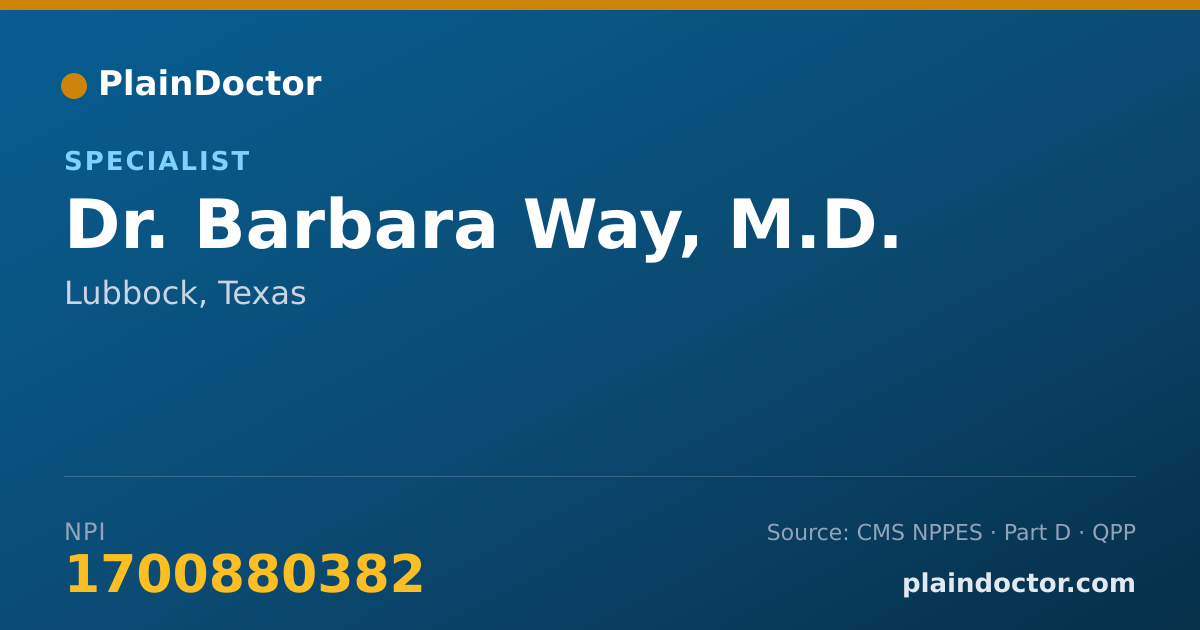 Shareable card for Barbara Way, M.D. - Specialist, Lubbock, TX