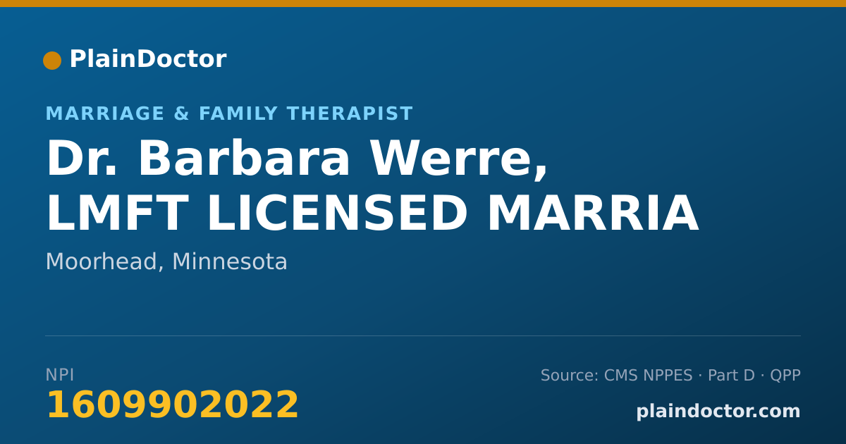 Shareable card for Barbara Werre, LMFT LICENSED MARRIA - Marriage & Family Therapist, Moorhead, MN