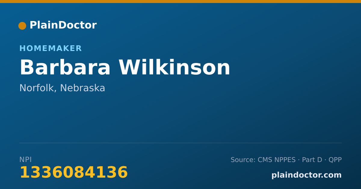Shareable card for Barbara Wilkinson - Homemaker, Norfolk, NE