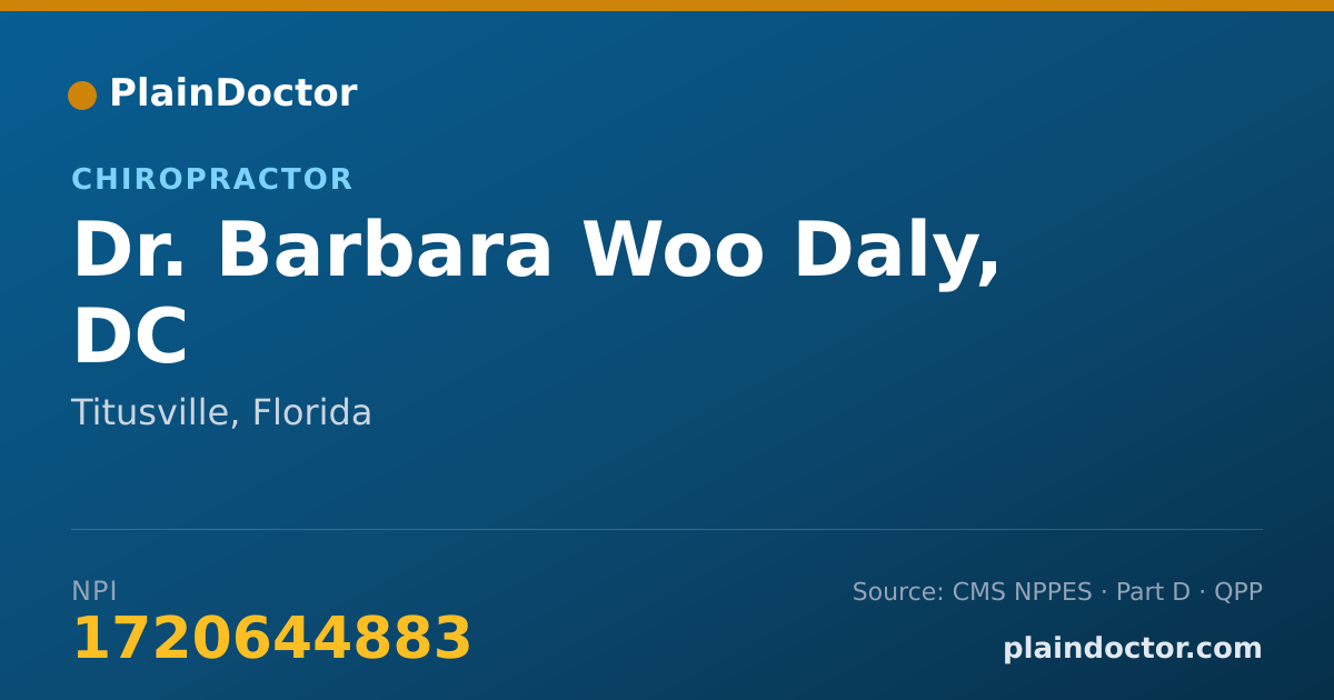 Shareable card for Barbara Woo Daly, DC - Chiropractor, Titusville, FL