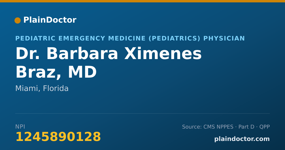 Shareable card for Barbara Ximenes Braz, MD - Pediatric Emergency Medicine (Pediatrics) Physician, Miami, FL