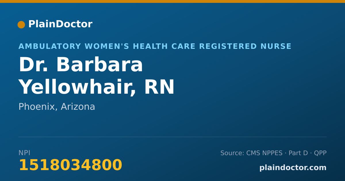 Shareable card for Barbara Yellowhair, RN - Ambulatory Women's Health Care Registered Nurse, Phoenix, AZ