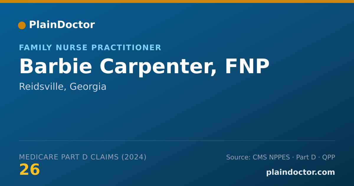 Shareable card for Barbie Carpenter, FNP - Family Nurse Practitioner, Reidsville, GA