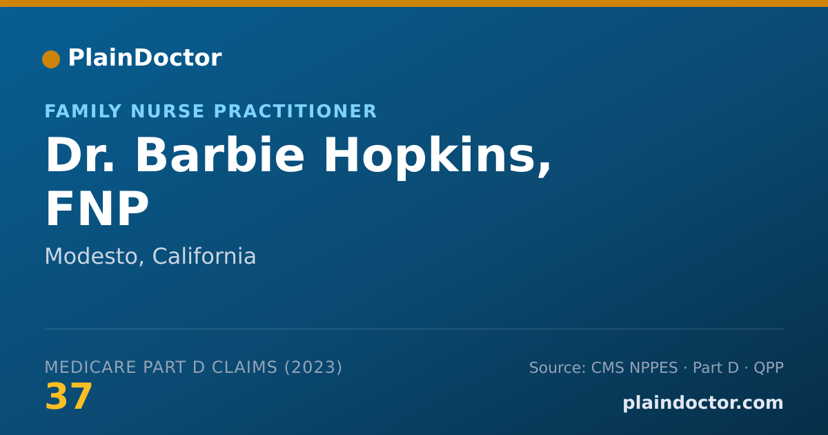 Shareable card for Barbie Hopkins, FNP - Family Nurse Practitioner, Modesto, CA