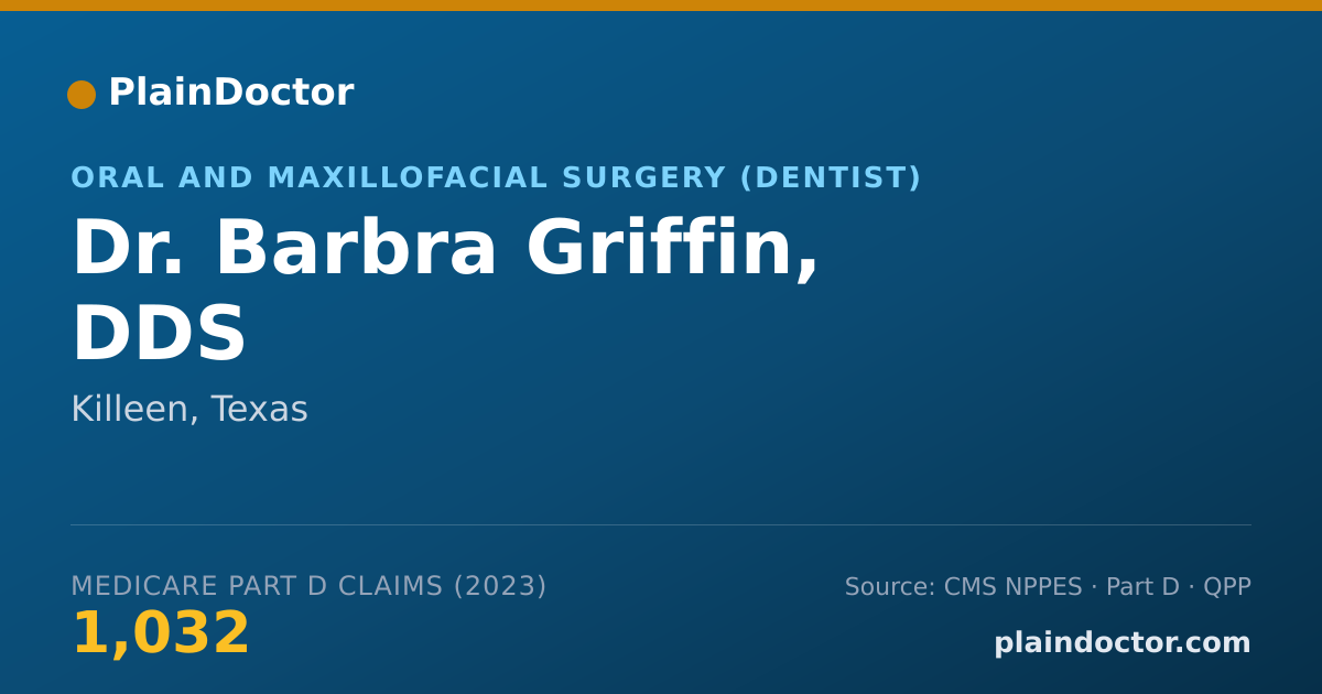 Shareable card for Barbra Griffin, DDS - Oral and Maxillofacial Surgery (Dentist), Killeen, TX