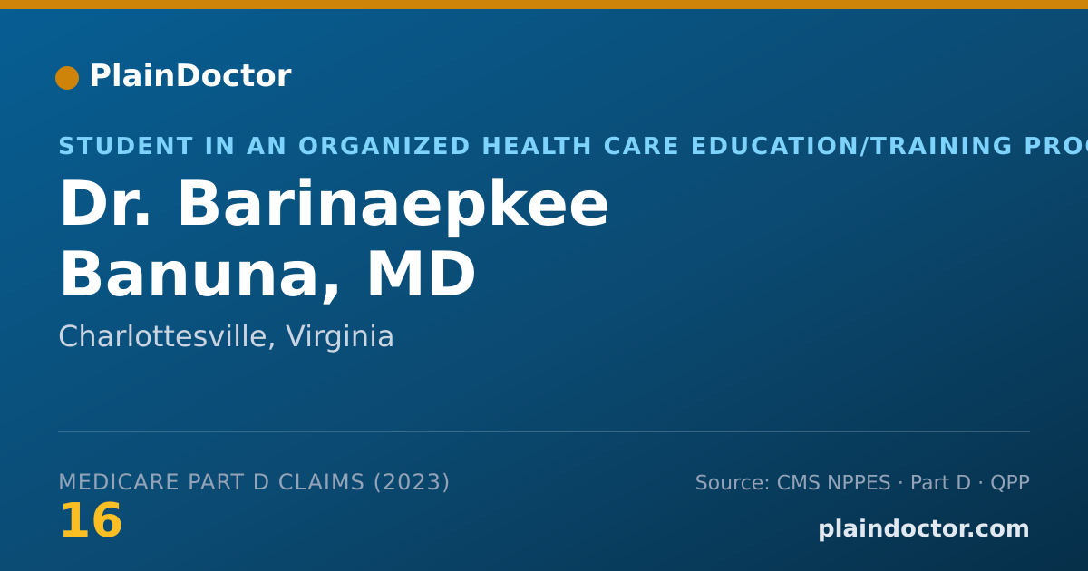 Shareable card for Barinaepkee Banuna, MD - Student in an Organized Health Care Education/Training Program, Charlottesville, VA