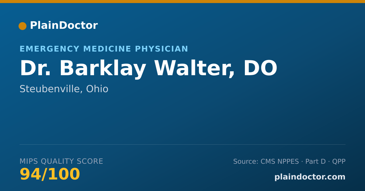 Shareable card for Barklay Walter, DO - Emergency Medicine Physician, Steubenville, OH