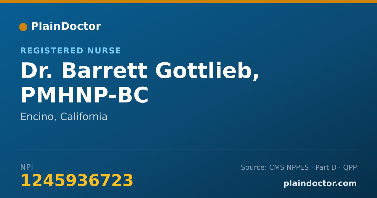 Shareable card for Barrett Gottlieb, PMHNP-BC - Registered Nurse, Encino, CA