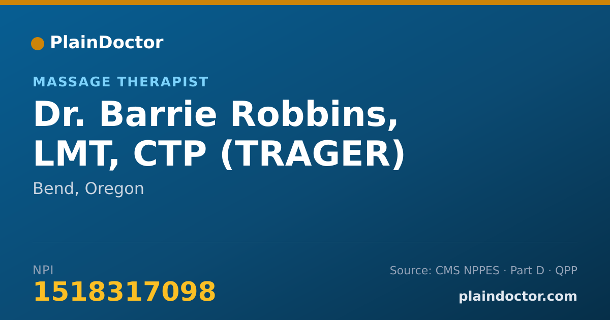 Shareable card for Barrie Robbins, LMT, CTP (TRAGER) - Massage Therapist, Bend, OR