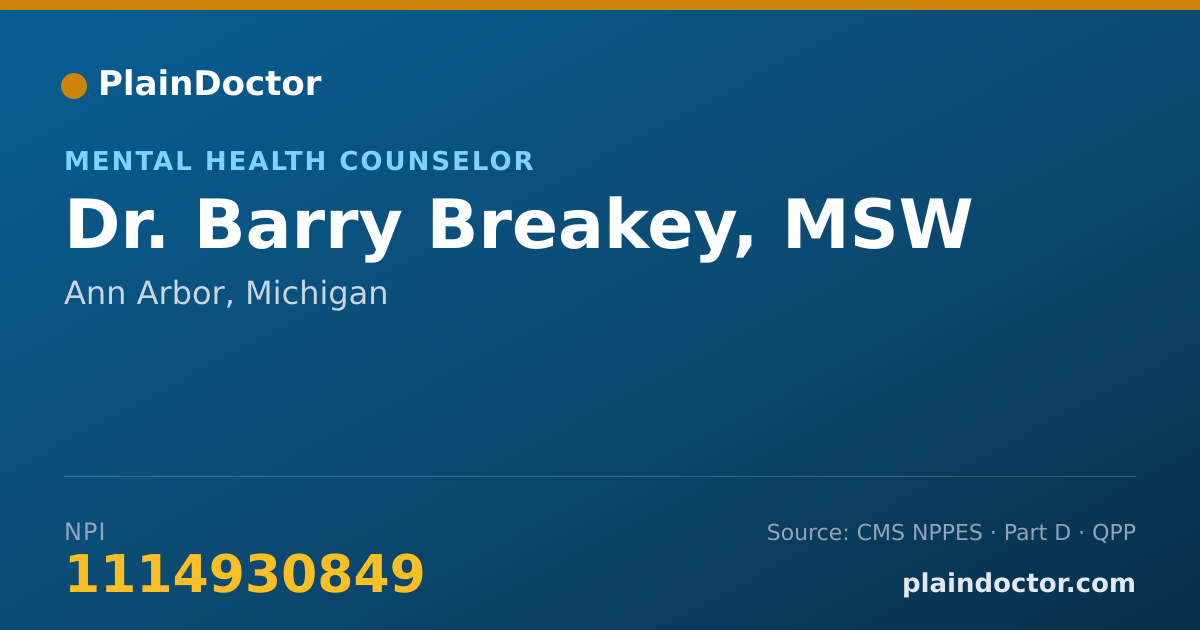 Shareable card for Barry Breakey, MSW - Mental Health Counselor, Ann Arbor, MI