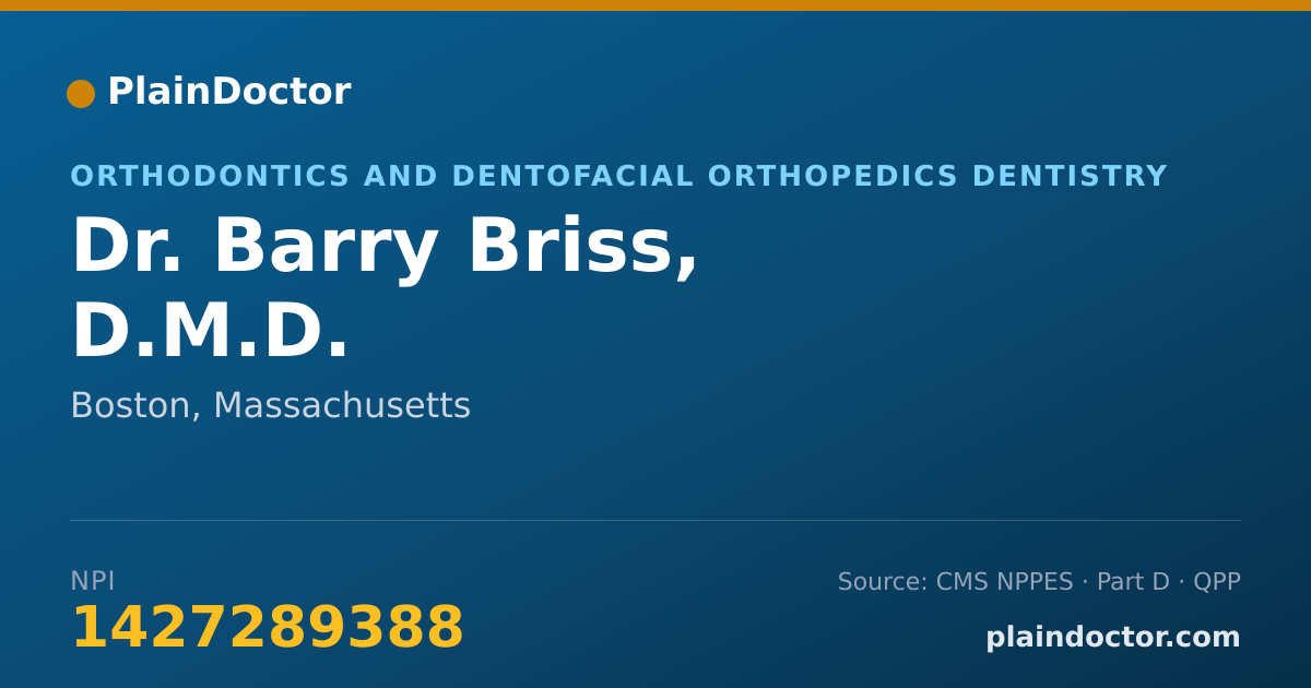 Shareable card for Barry Briss, D.M.D. - Orthodontics and Dentofacial Orthopedics Dentistry, Boston, MA