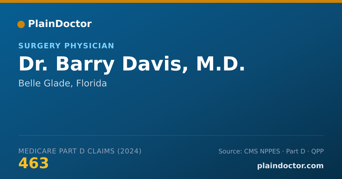Shareable card for Barry Davis, M.D. - Surgery Physician, Belle Glade, FL
