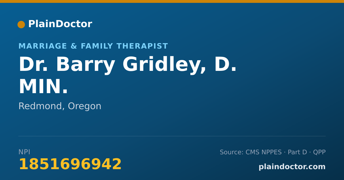 Shareable card for Barry Gridley, D. MIN. - Marriage & Family Therapist, Redmond, OR