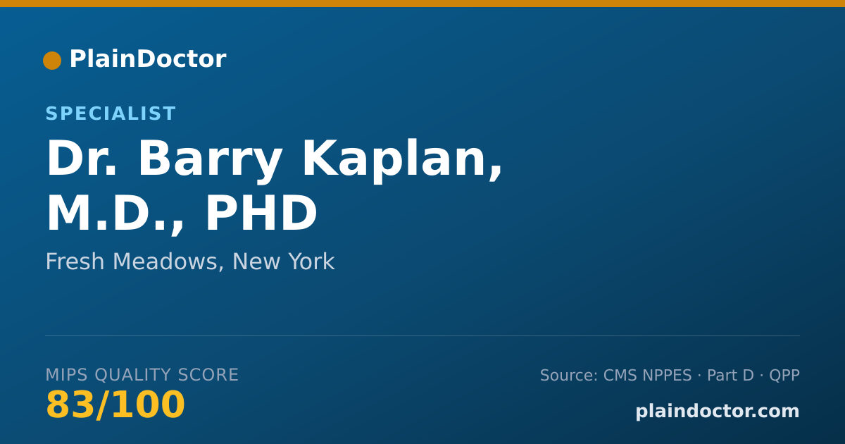 Shareable card for Barry Kaplan, M.D., PHD - Specialist, Fresh Meadows, NY