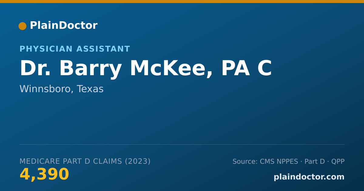 Shareable card for Barry McKee, PA C - Physician Assistant, Winnsboro, TX