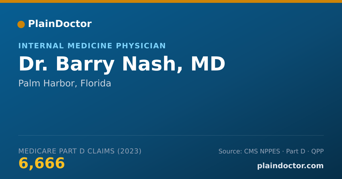Shareable card for Barry Nash, MD - Internal Medicine Physician, Palm Harbor, FL