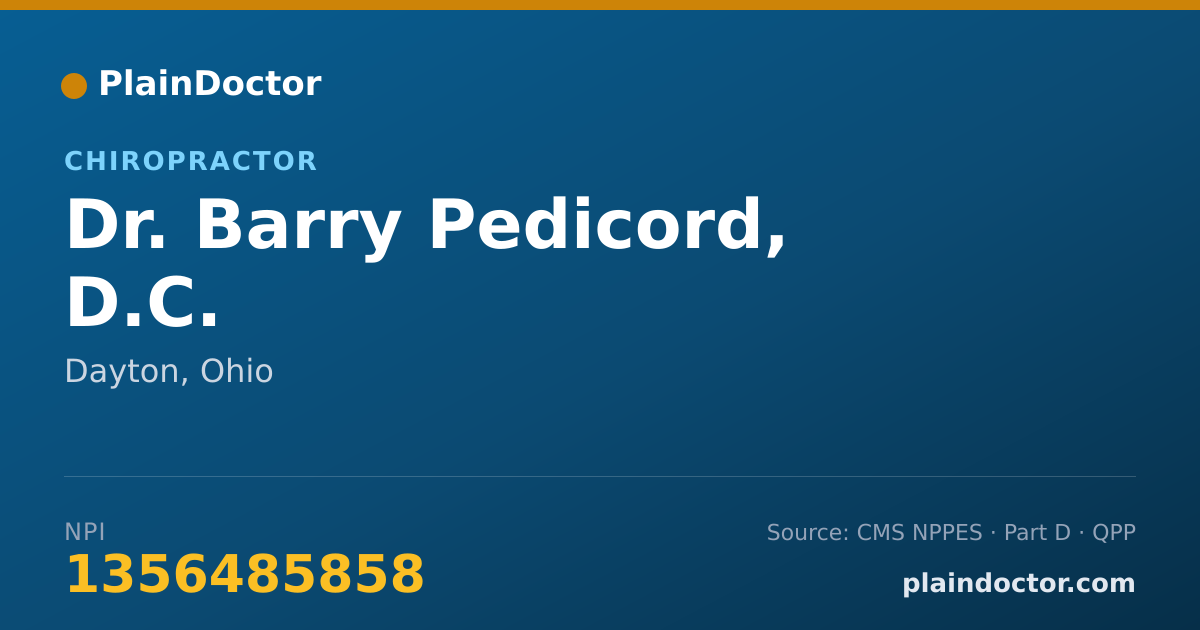 Shareable card for Barry Pedicord, D.C. - Chiropractor, Dayton, OH
