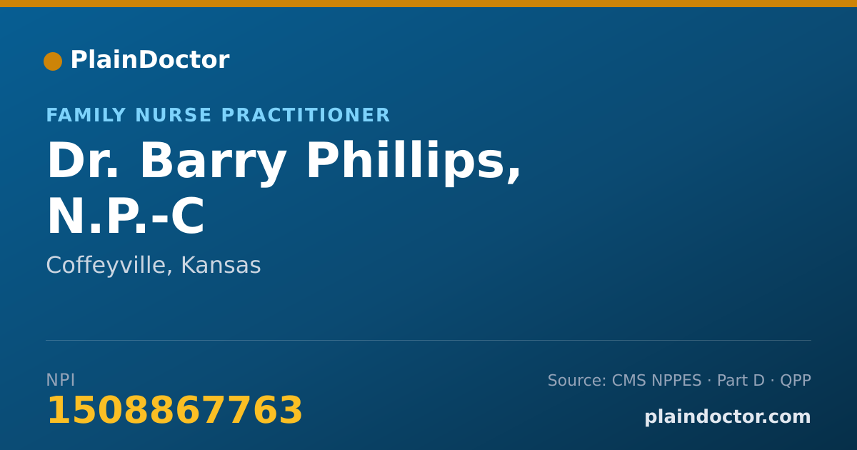Shareable card for Barry Phillips, N.P.-C - Family Nurse Practitioner, Coffeyville, KS