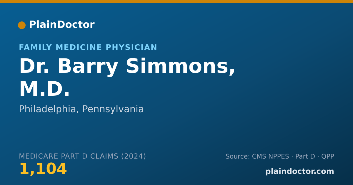 Shareable card for Barry Simmons, M.D. - Geriatric Medicine (Family Medicine) Physician, Philadelphia, PA