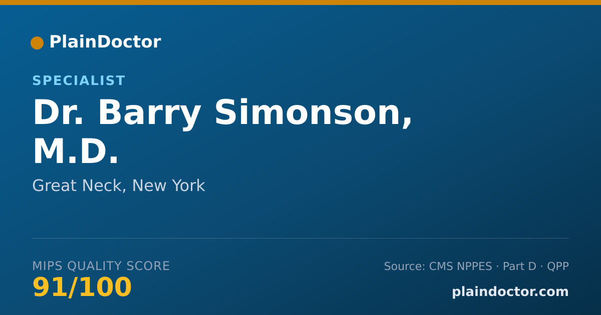 Shareable card for Barry Simonson, M.D. - Specialist, Great Neck, NY
