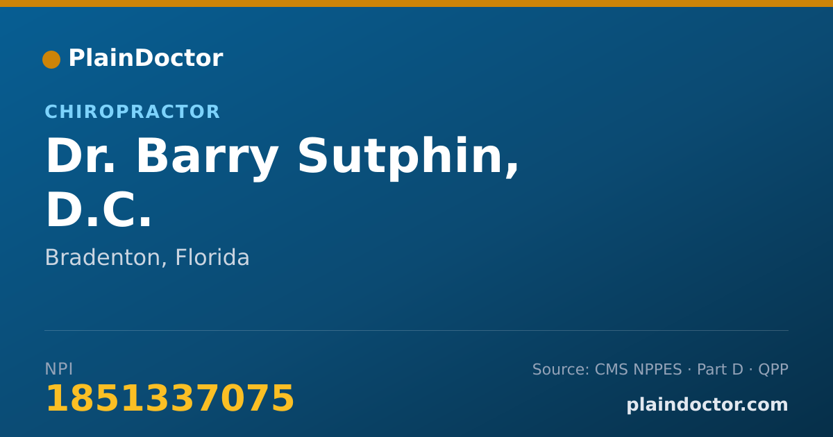 Shareable card for Barry Sutphin, D.C. - Chiropractor, Bradenton, FL
