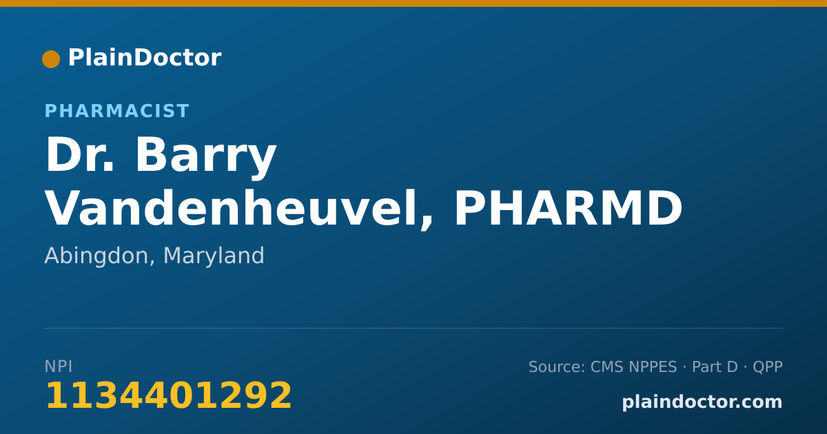 Shareable card for Barry Vandenheuvel, PHARMD - Pharmacist, Abingdon, MD