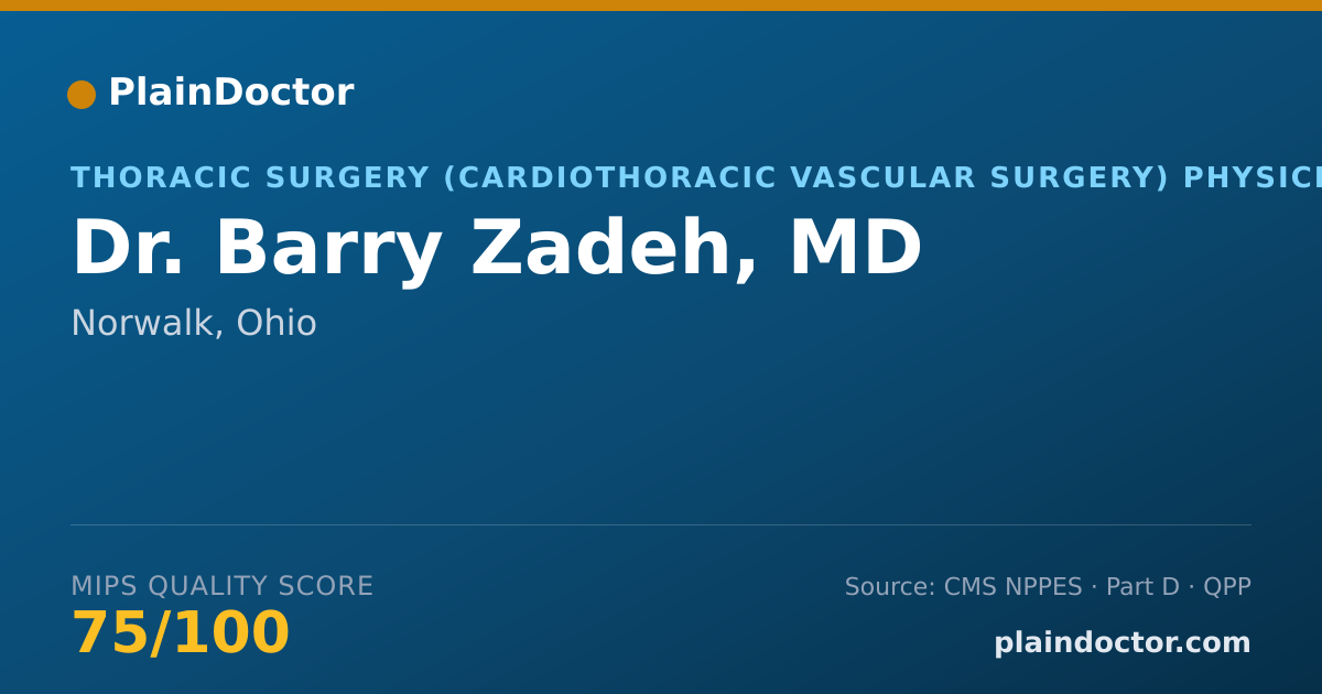 Shareable card for Barry Zadeh, MD - Thoracic Surgery (Cardiothoracic Vascular Surgery) Physician, Norwalk, OH
