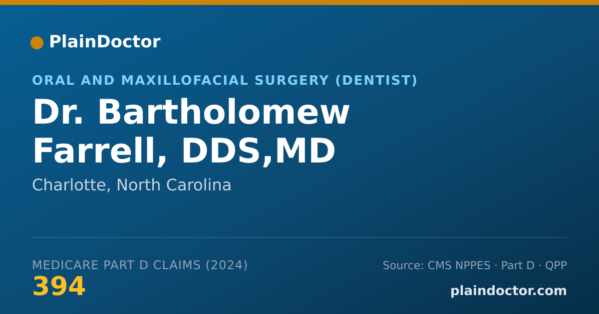Shareable card for Bartholomew Farrell, DDS,MD - Oral and Maxillofacial Surgery (Dentist), Charlotte, NC
