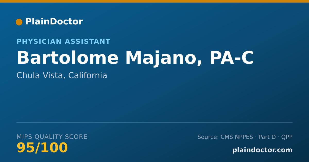 Shareable card for Bartolome Majano, PA-C - Physician Assistant, Chula Vista, CA