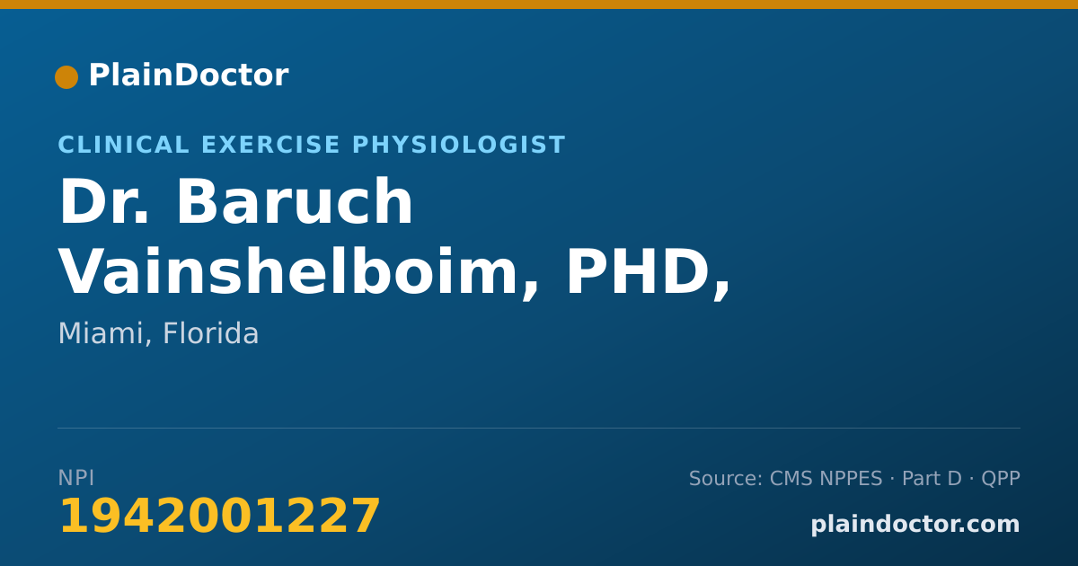 Shareable card for Baruch Vainshelboim, PHD, ACSM-CEP - Clinical Exercise Physiologist, Miami, FL