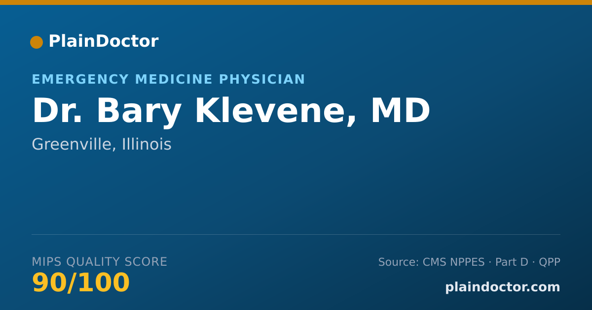 Shareable card for Bary Klevene, MD - Emergency Medicine Physician, Greenville, IL