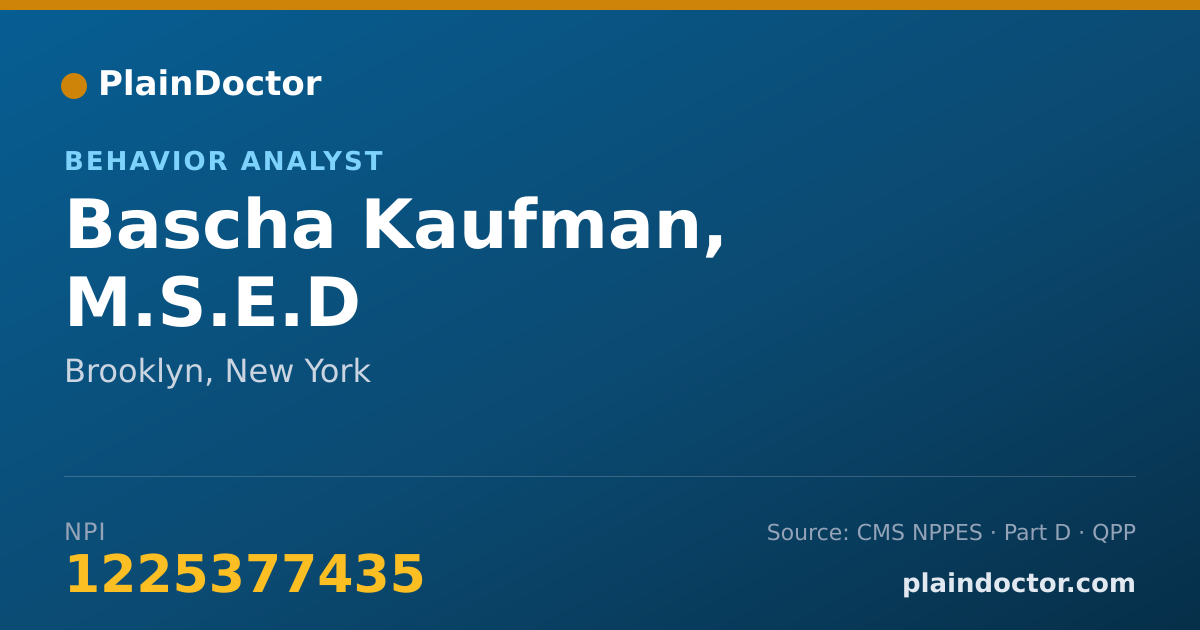 Shareable card for Bascha Kaufman, M.S.E.D - Specialist, Brooklyn, NY