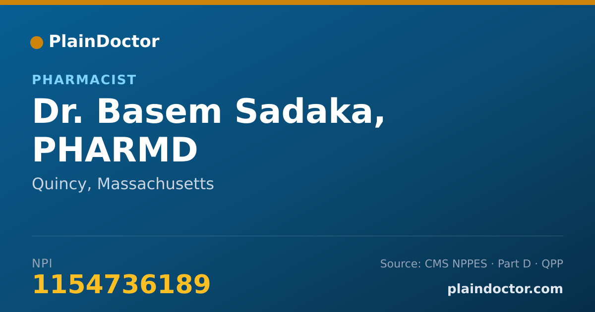 Shareable card for Basem Sadaka, PHARMD - Pharmacist, Quincy, MA