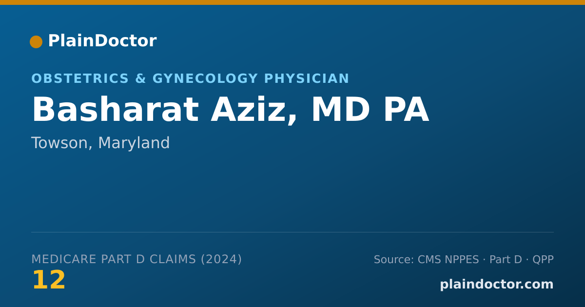 Shareable card for Basharat Aziz, MD PA - Obstetrics & Gynecology Physician, Towson, MD