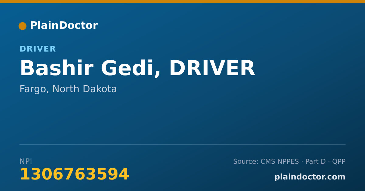 Shareable card for Bashir Gedi, DRIVER - Driver, Fargo, ND